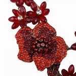 Red 3D Floral Crystal Encrusted Statement Necklace